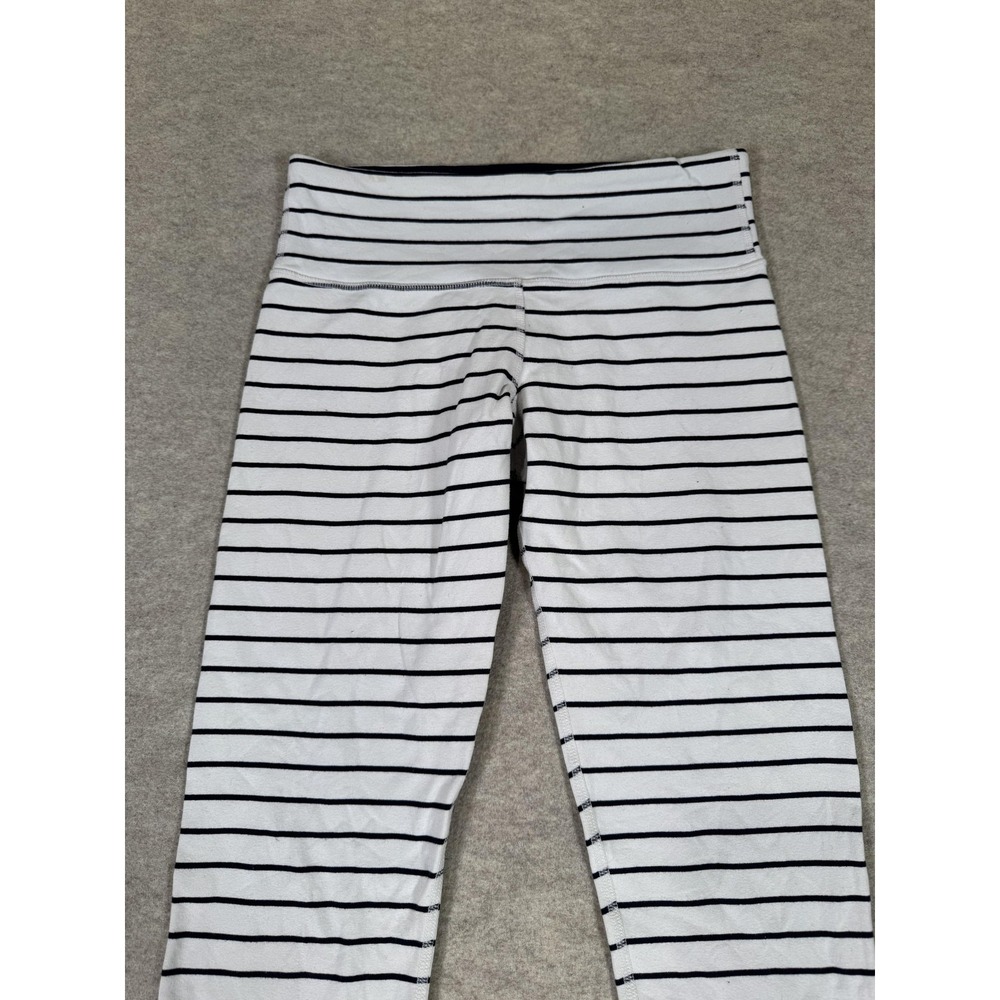 Lululemon Leggings Womens 4 White Striped Capri Yoga Athletic Stretch Gym - Picture 2 of 14